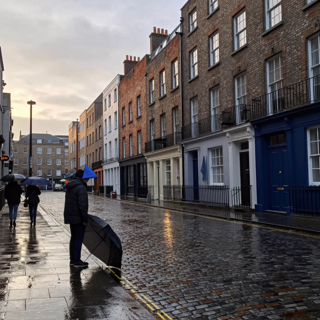 Leaning Umbrellas in Dublin in in Dublin, Ireland
