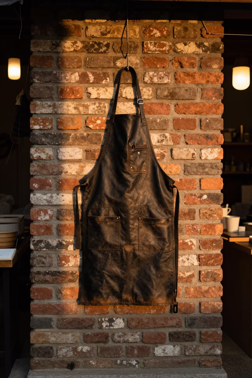 Leather Apron in Gwangju Market Hall in in a market hall in Gwangju