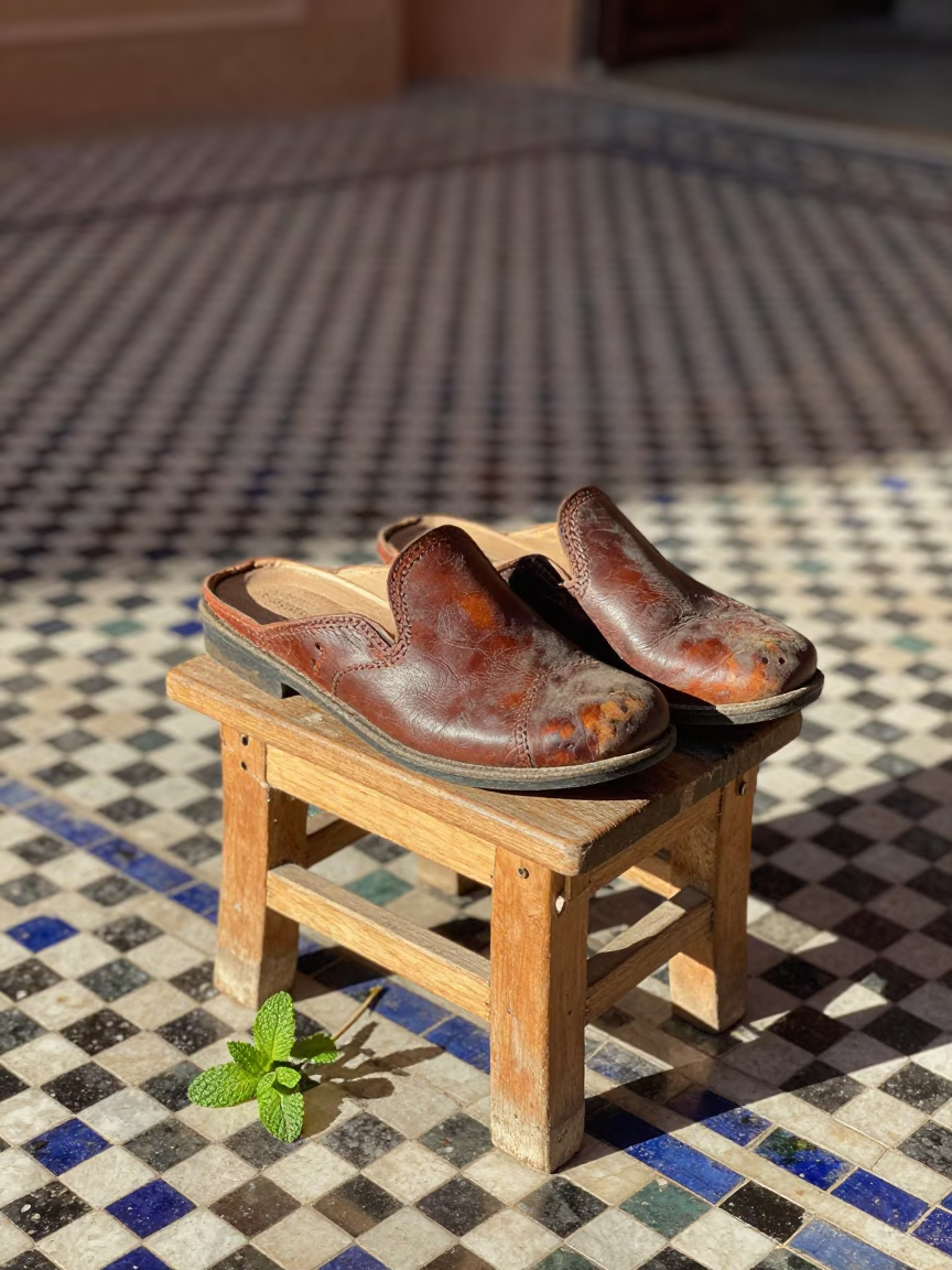 Leather Babouche Slippers in Marrakech in in Marrakech, Morocco
