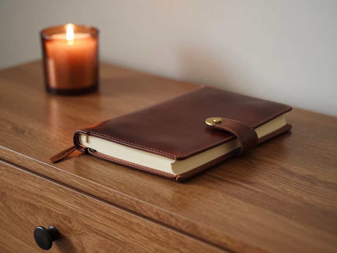 Leather Journal on Hotel Dresser Ouagadougou in on a hotel dresser in Ouagadougou