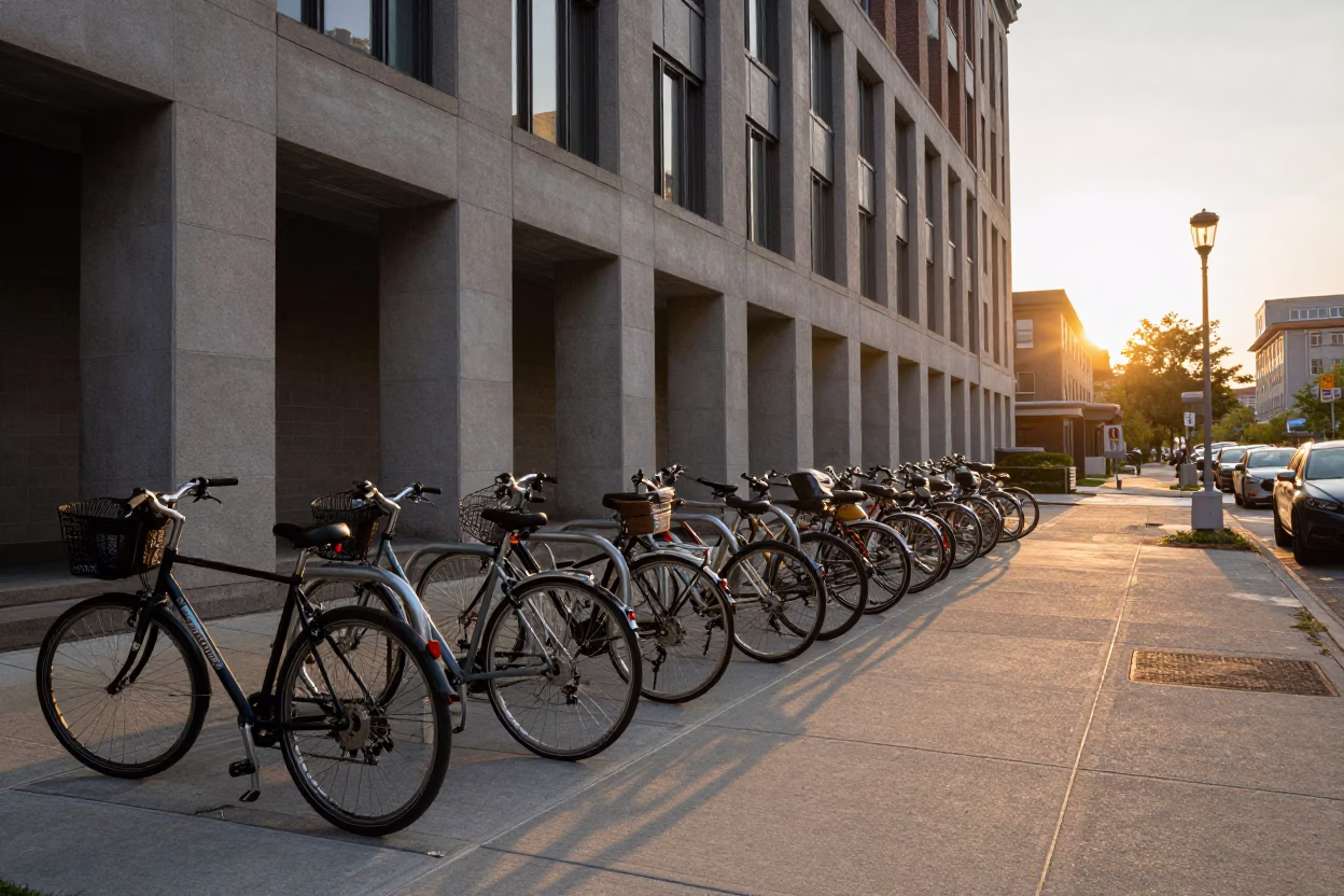 Lecture Building in Boston at As The Sun Drops Toward The Horizon in in Boston, Massachusetts, United States
