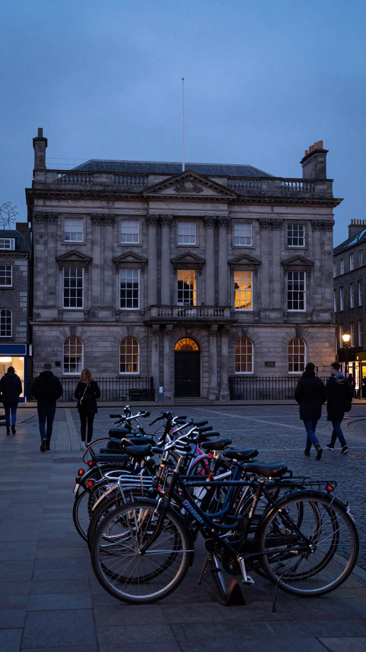 Lecture Building in Dublin at Twilight in in Dublin, Ireland