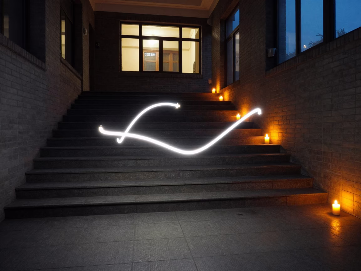 LED Kite Light Trails in Chengdu Stair Hall in inside a tiled stair hall in Chengdu