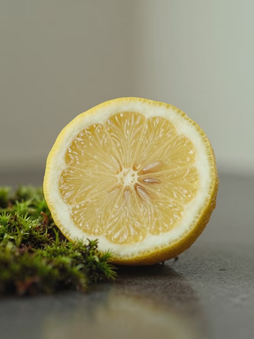 Lemon Cross Section on Moss in on dew-soaked moss near Monte Grande