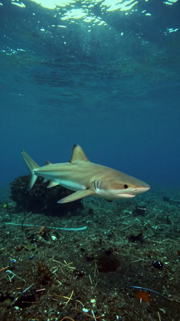 Lemon Shark Pup in Thai Mangrove Nursery in beside a volcanic drop-off in Thailand