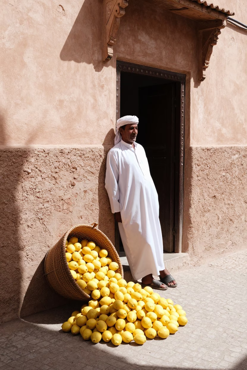 Lemon Vendor in Marrakech in in Marrakech, Morocco