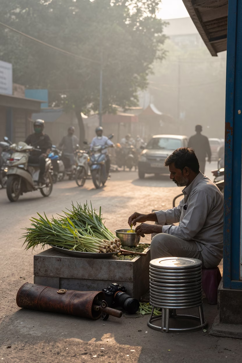 Lemongrass Tea at First Light Of Dawn in Delhi in in Delhi, India