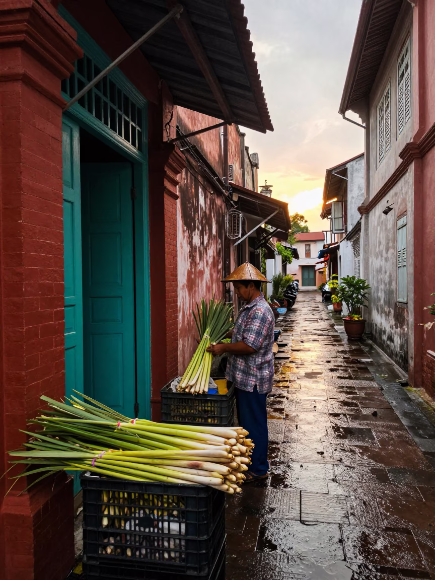 Lemongrass Vendor in George Town in in George Town, Malaysia