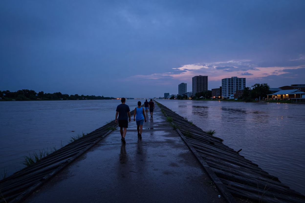 Levee Path After Flood Recedes in New Orleans in in New Orleans, Louisiana, United States