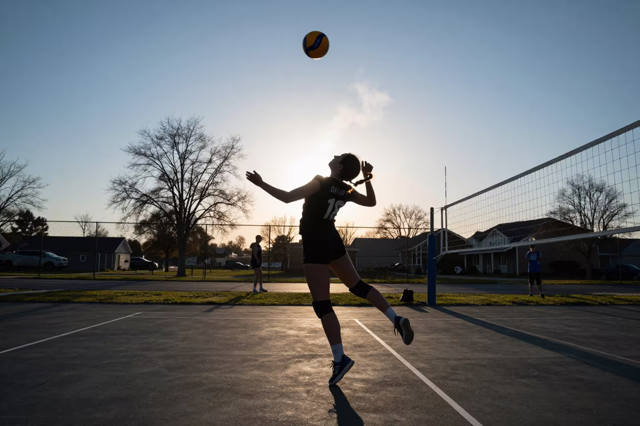 Libero Dives on Roadside Court at Blue Hour in at a roadside stop near Medina