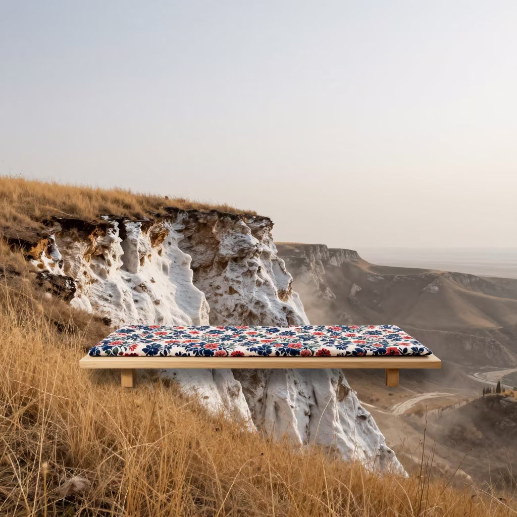 Liberty Floral Cotton on Cliff Shelf Tajikistan in along a salt-sprayed cliff edge in Tajikistan