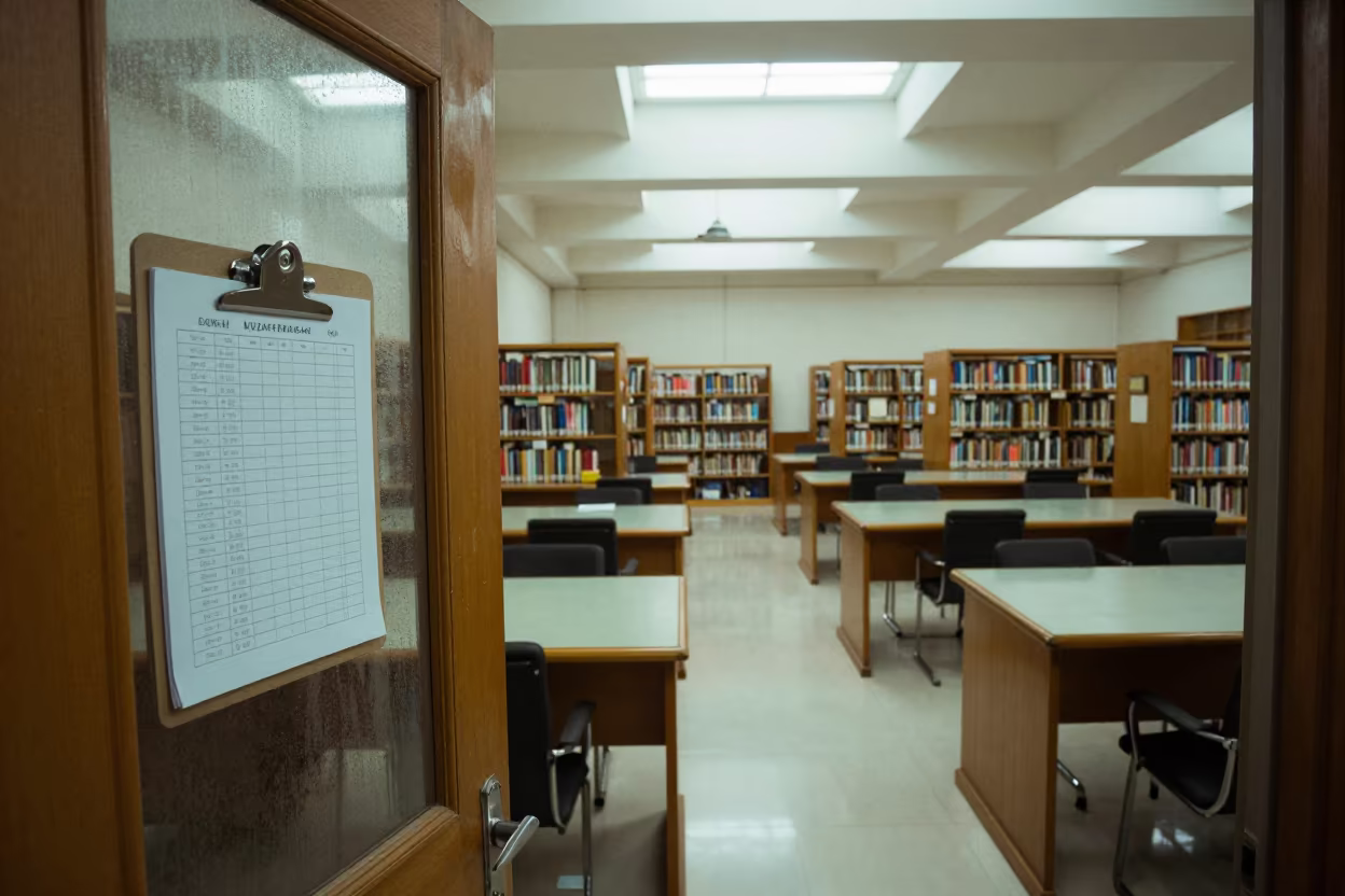 Library Attendance Sheet Outside Classroom Muzaffarnagar in inside a campus library reading room in Muzaffarnagar