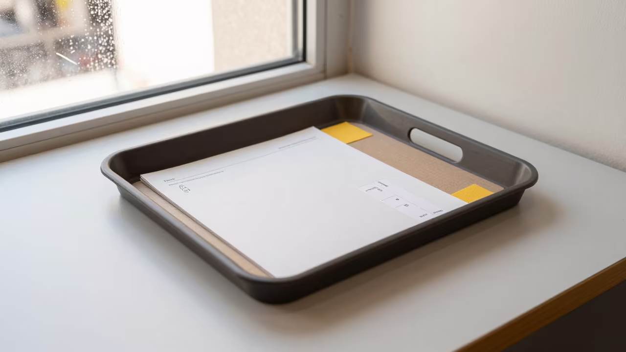 Library Desk Interview Pass Tray Midday Cusco in on a dusty library table in Cusco