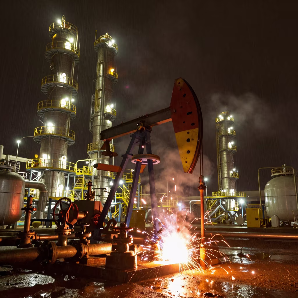 Libyan Oil Refinery Monsoon Night in in Libya