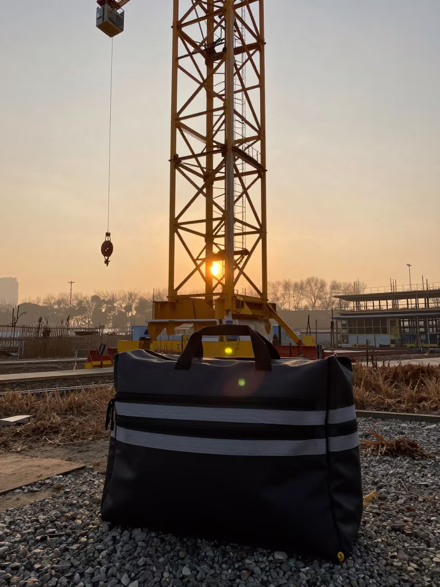 Lift Inspection Pouch Under Tower Crane in beneath a tower crane on open ground in Gwangju