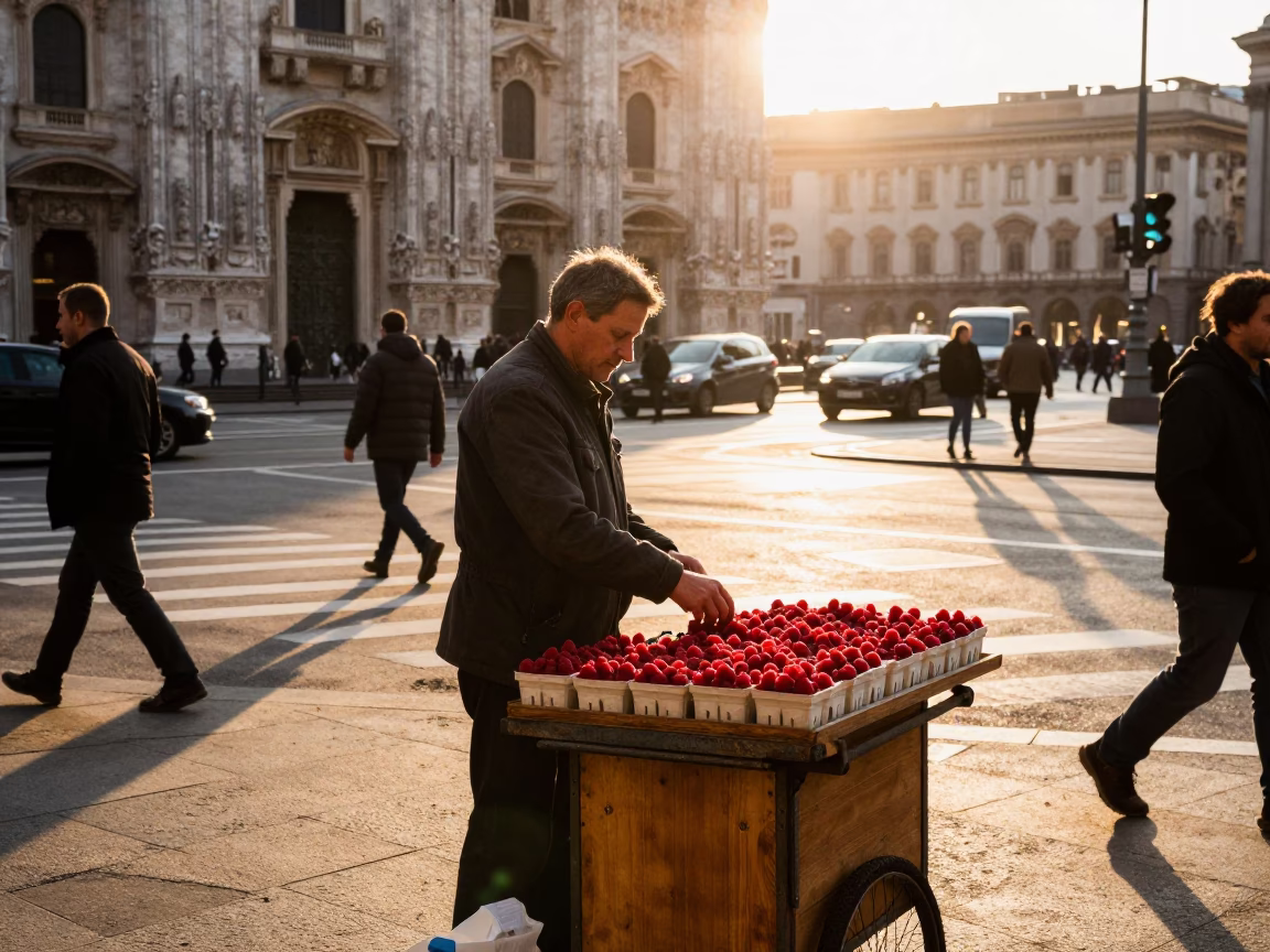 Light at Golden Hour in Milan in in Milan, Italy