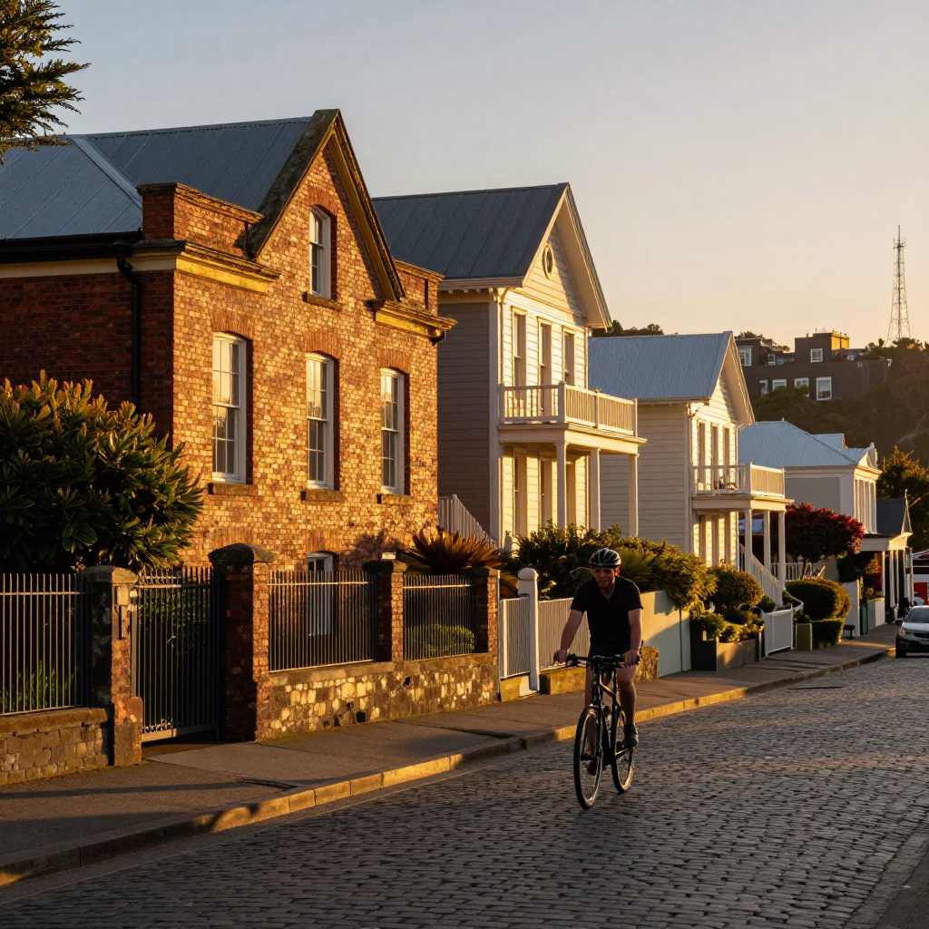 Light at Golden Hour in Wellington in in Wellington, New Zealand