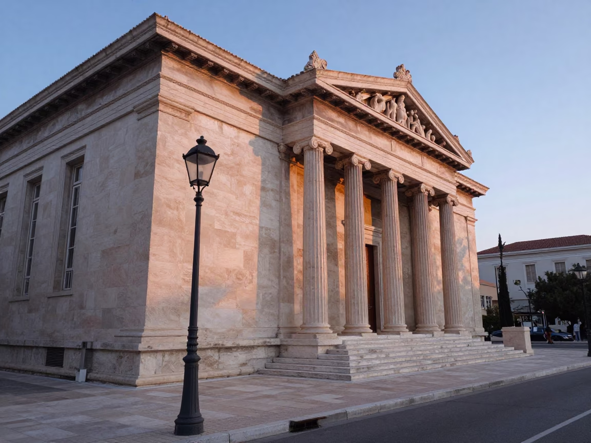 Light Dawn in Athens at First Light Of Dawn in in Athens, Greece