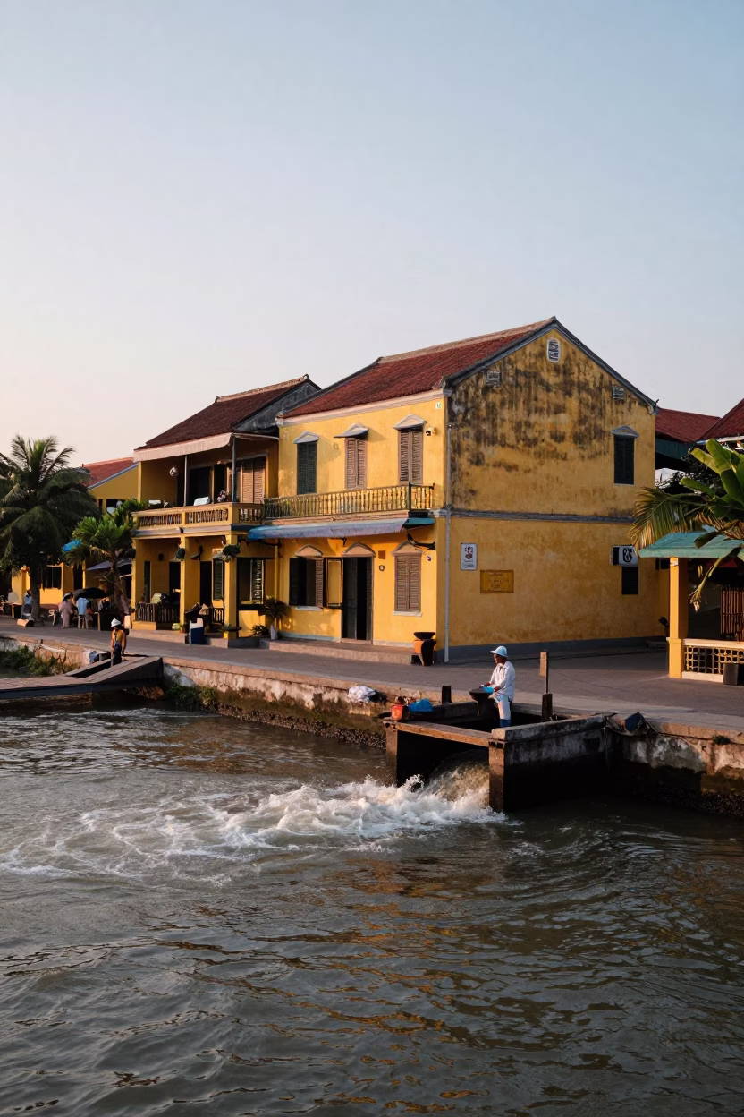 Light Dawn in Hoi An at First Light Of Dawn in in Hoi An, Vietnam