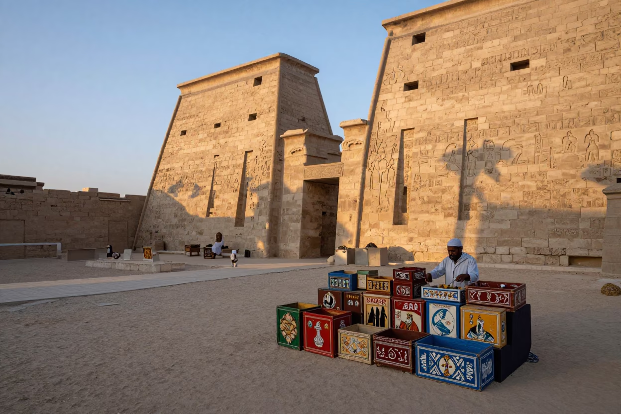 Light Dawn in Luxor at First Light Of Dawn in in Luxor, Egypt