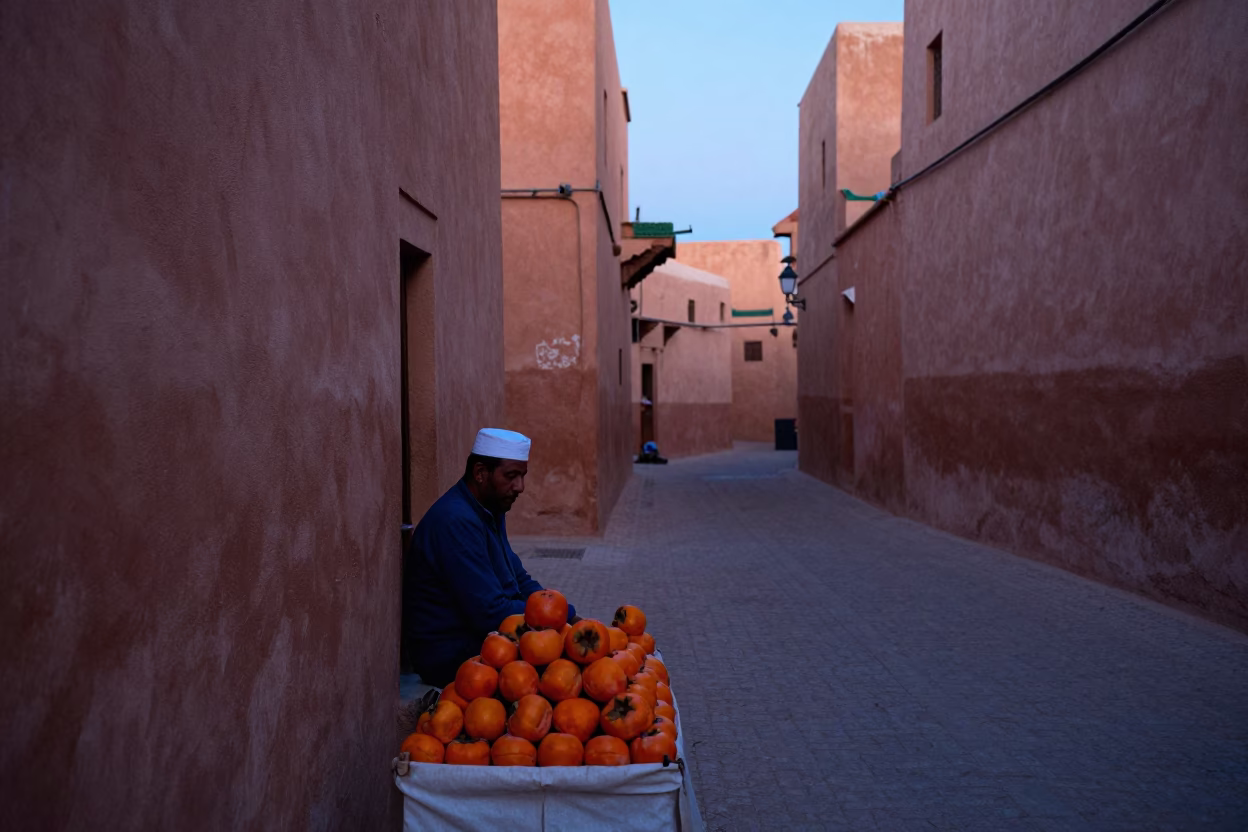 Light Dawn in Marrakech at First Light Of Dawn in in Marrakech, Morocco