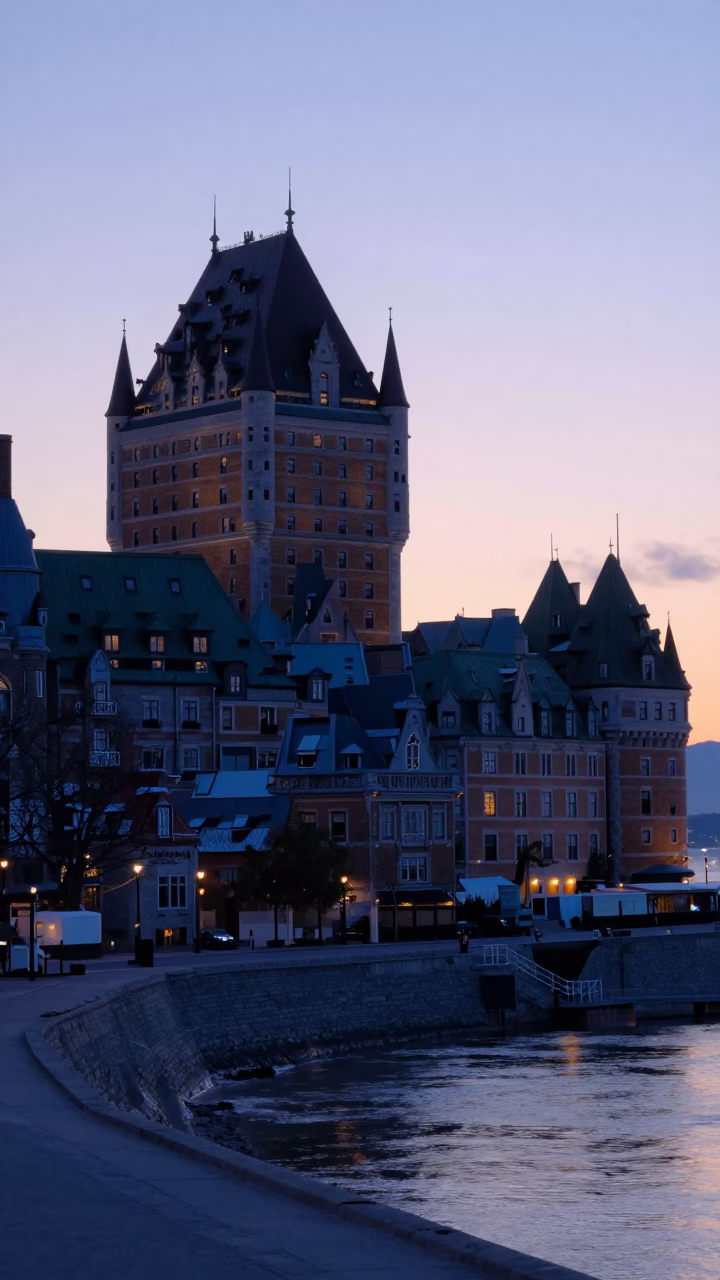 Light Dawn in Quebec City at First Light Of Dawn in in Quebec City, Quebec, Canada