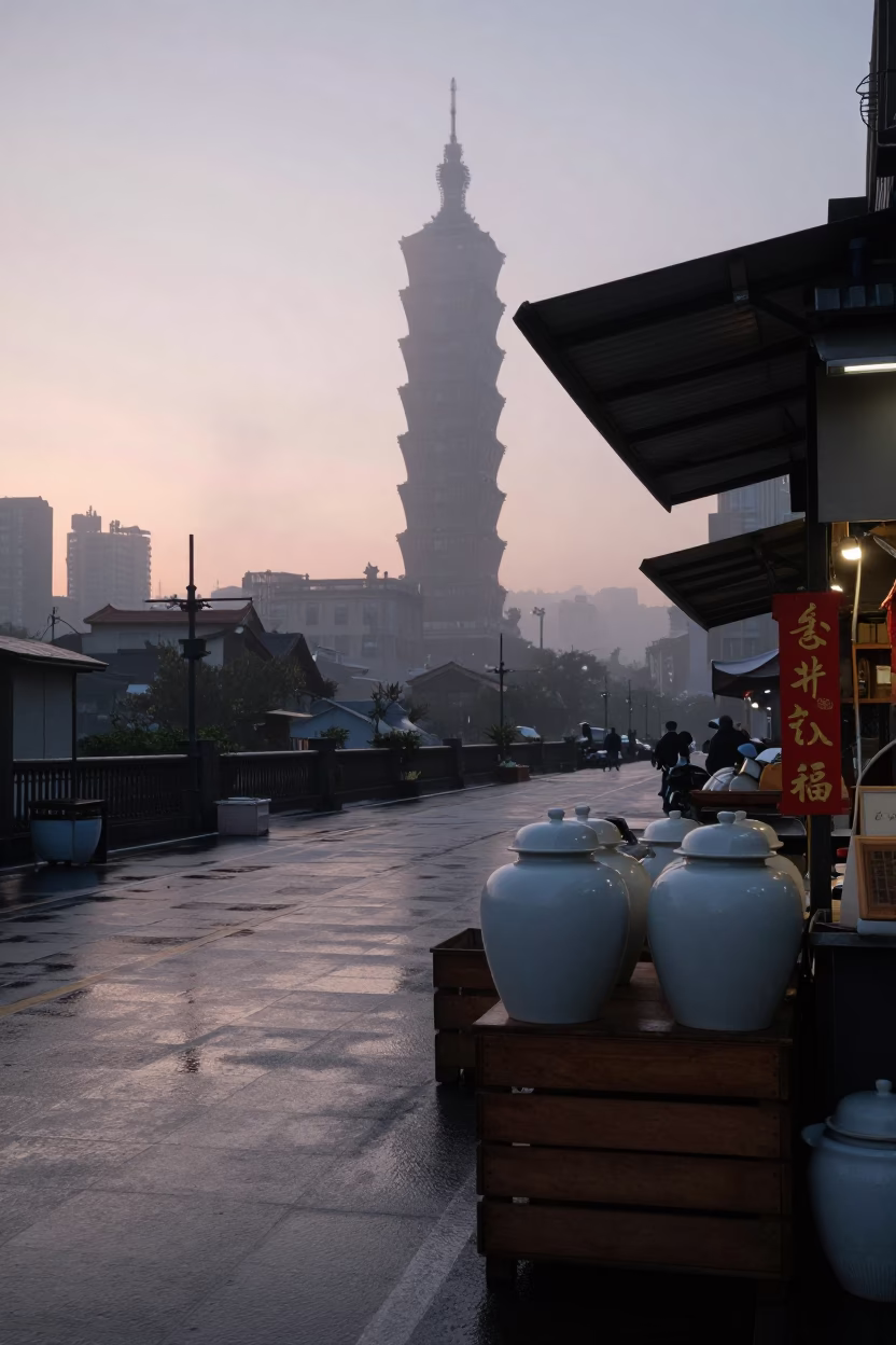 Light Dawn in Taipei at First Light Of Dawn in in Taipei, Taiwan