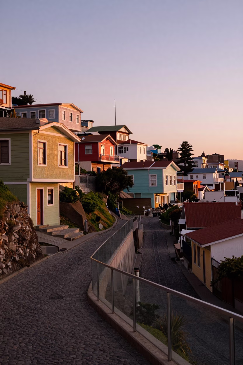Light Dawn in Valparaiso at First Light Of Dawn in in Valparaiso, Chile