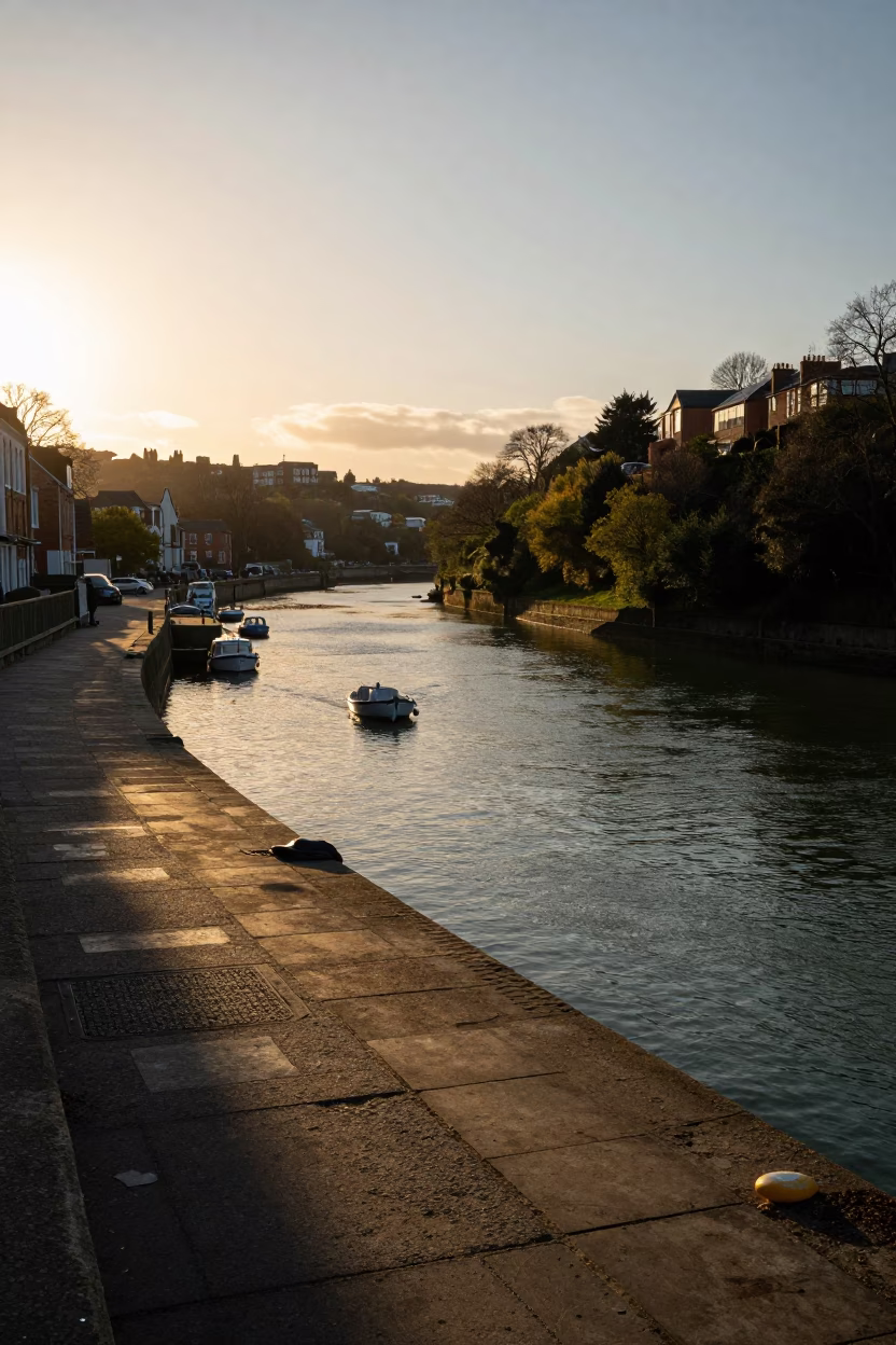 Light Falls in Bristol at Golden Hour in in Bristol, United Kingdom