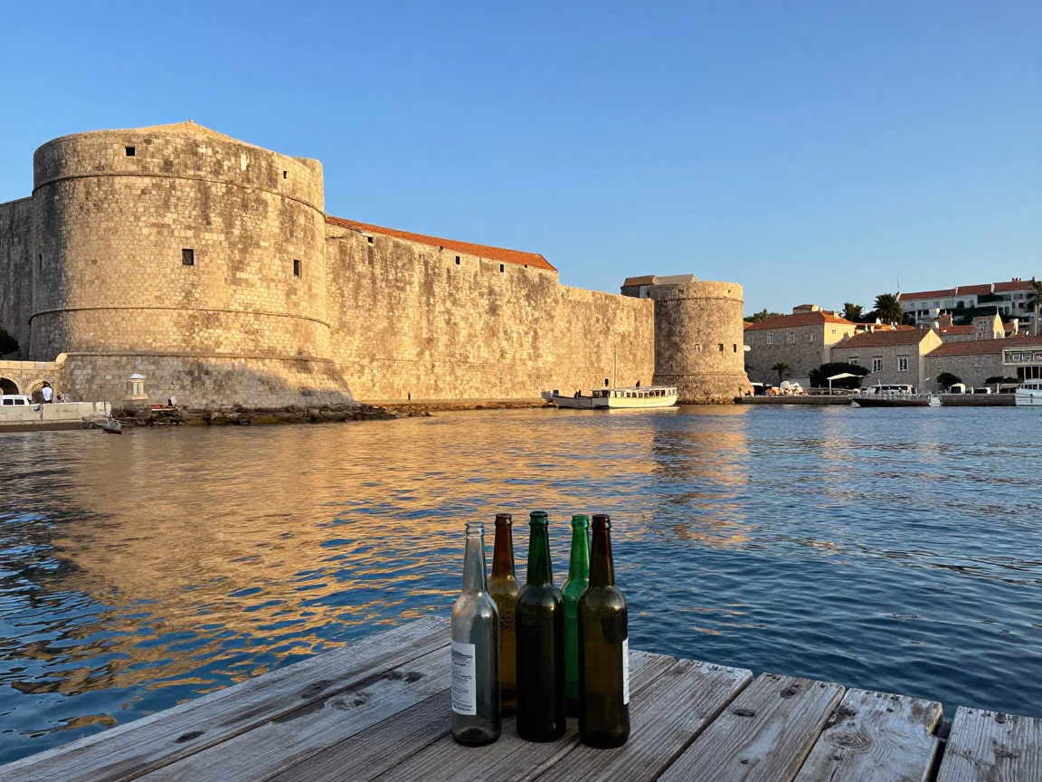 Light Harbor in Dubrovnik at Clear Late-afternoon Light in in Dubrovnik, Croatia
