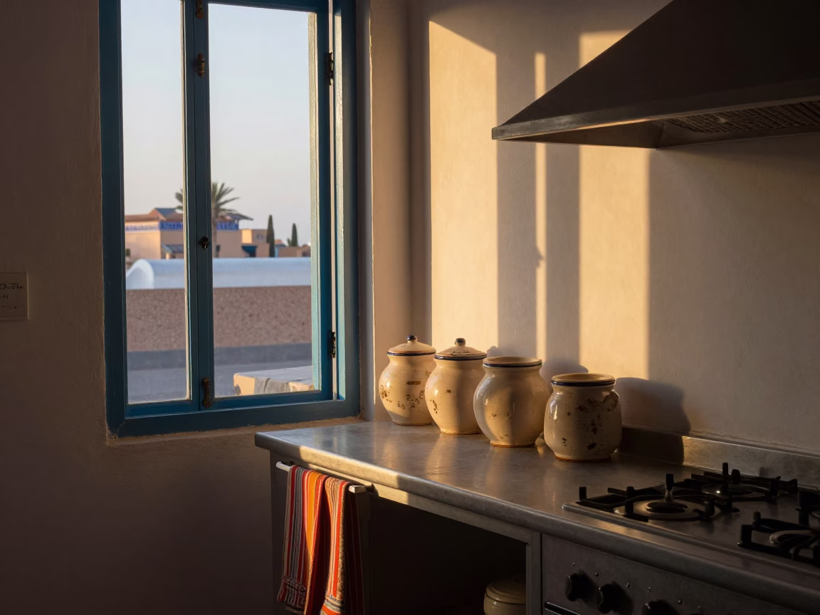 Light Kitchen in Casablanca at First Light Of Dawn in in Casablanca, Morocco