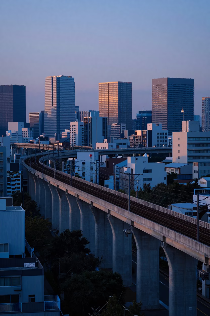 Light Landscape in Tokyo at First Light Of Dawn in in Tokyo, Japan