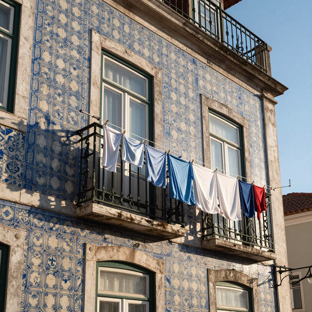 Light Morning at As First Light Reaches The Scene in Lisbon in in Lisbon, Portugal