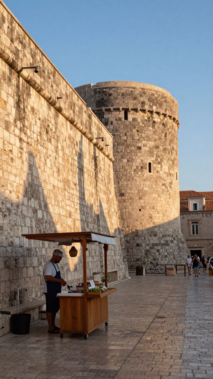 Light Morning in Dubrovnik at As First Light Reaches The Scene in in Dubrovnik, Croatia