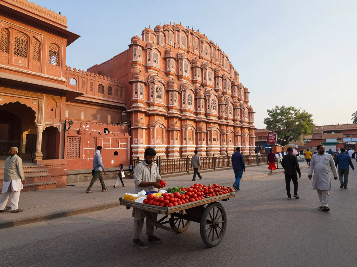 Light Morning in Jaipur at As First Light Reaches The Scene in in Jaipur, India
