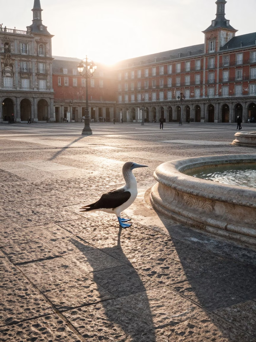 Light Morning in Madrid at As First Light Reaches The Scene in in Madrid, Spain