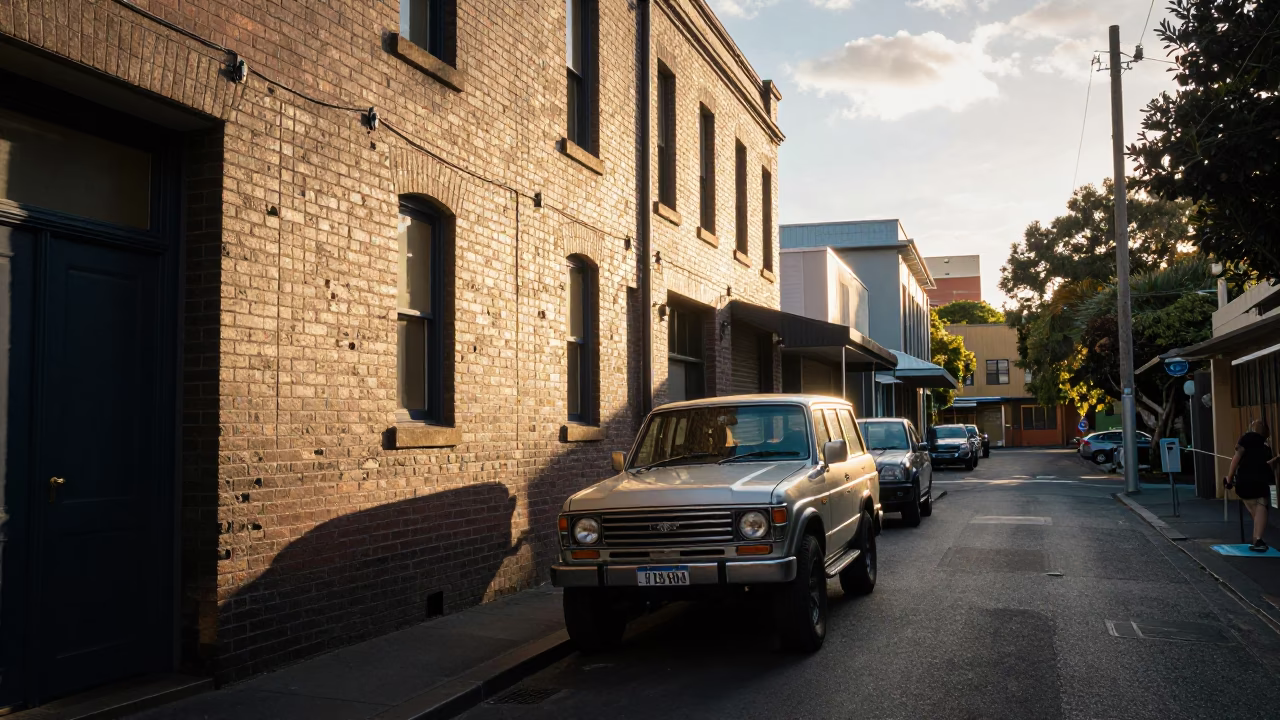 Light Morning in Melbourne at As First Light Reaches The Scene in in Melbourne, Victoria, Australia