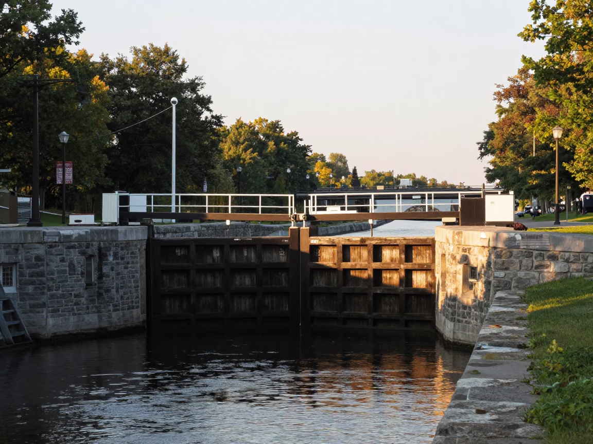 Light Morning in Montreal at As First Light Reaches The Scene in in Montreal, Quebec, Canada