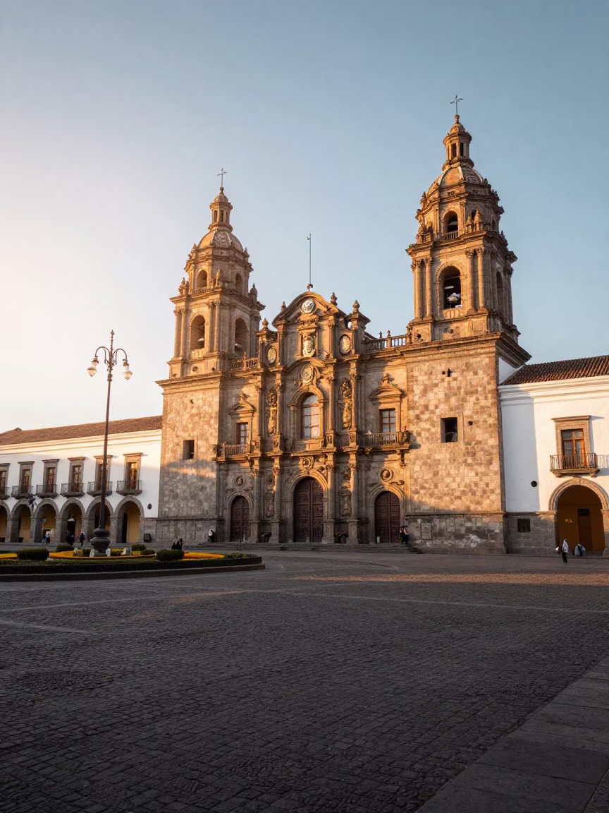Light Morning in Quito at As First Light Reaches The Scene in in Quito, Ecuador