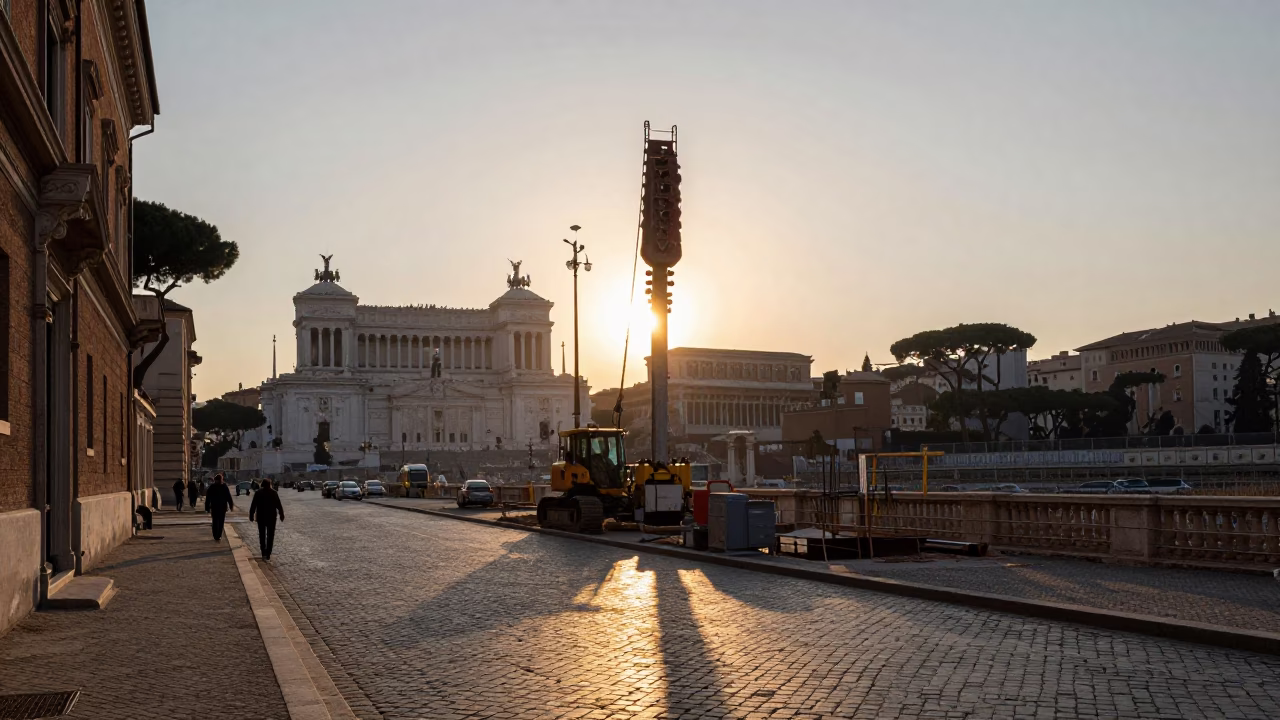 Light Morning in Rome at As First Light Reaches The Scene in in Rome, Italy