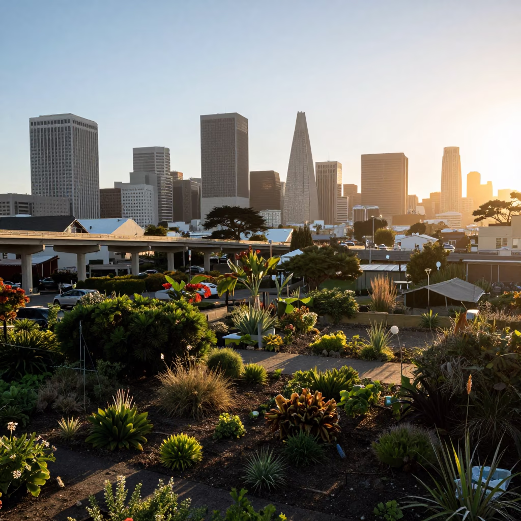 Light Morning in San Francisco at As First Light Reaches The Scene in in San Francisco, California, United States