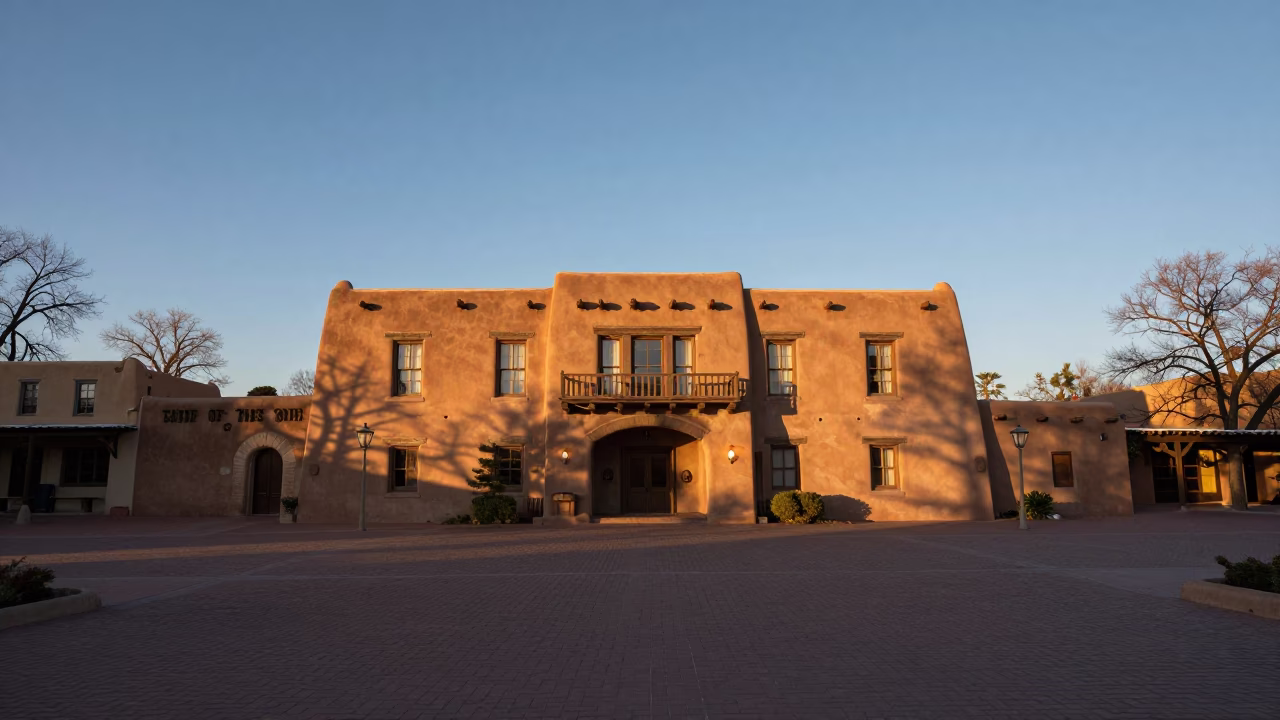 Light Morning in Santa Fe at As First Light Reaches The Scene in in Santa Fe, New Mexico, United States