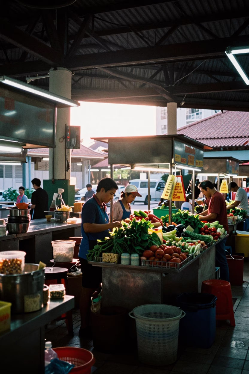 Light Morning in Singapore at As First Light Reaches The Scene in in Singapore, Singapore