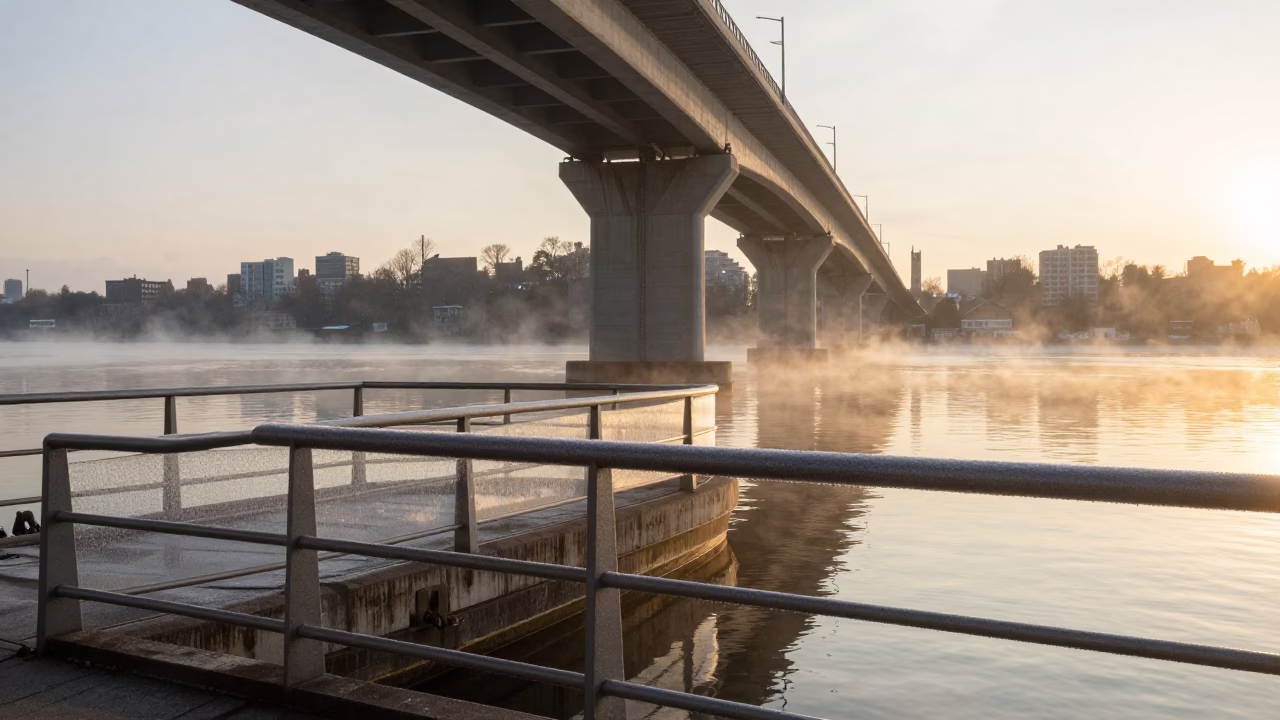 Light Morning in Toronto at As First Light Reaches The Scene in in Toronto, Ontario, Canada