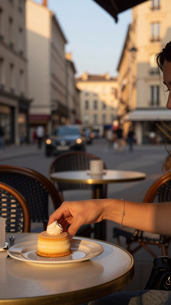 Light Pastelries in Lyon at Honeyed Evening Light in in Lyon, France