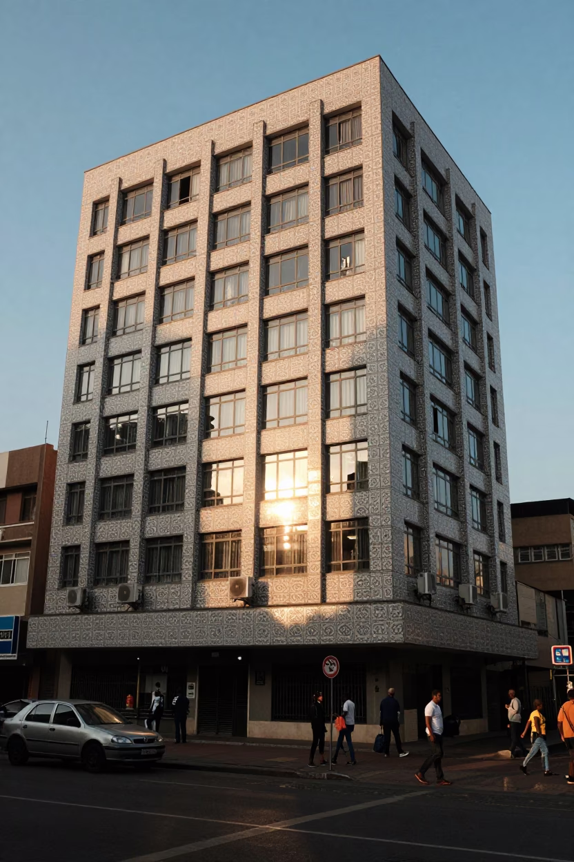 Light Reflecting at As First Light Reaches The Scene in Johannesburg in in Johannesburg, South Africa