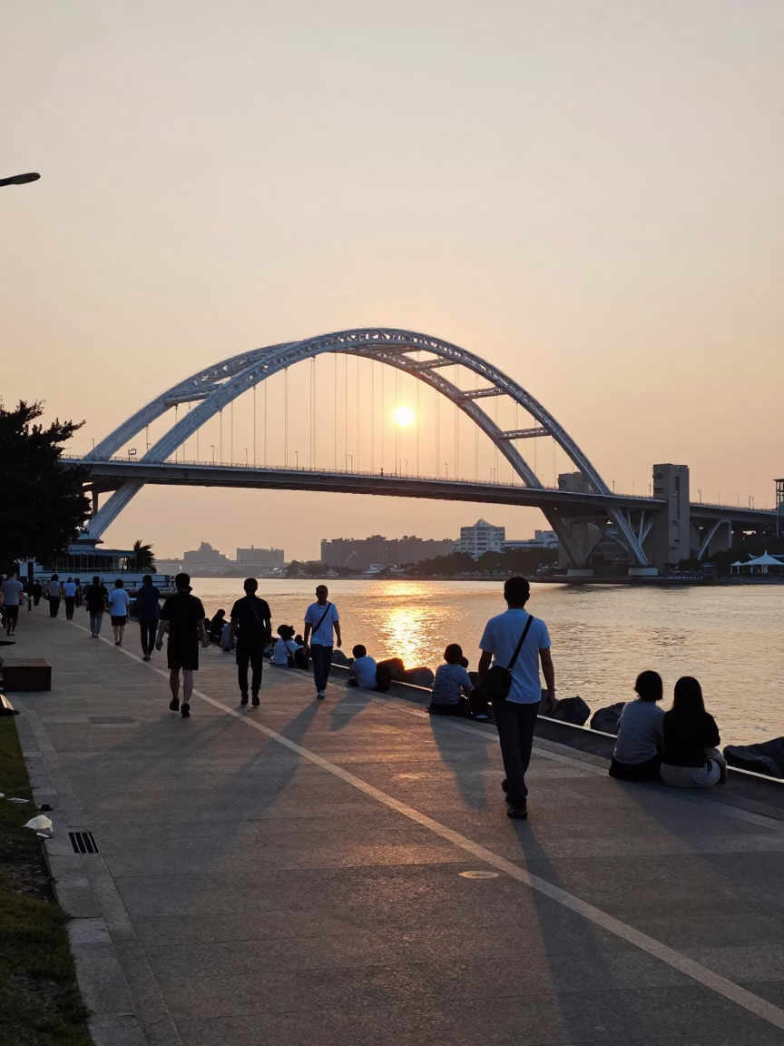 Light Reflecting at Honeyed Evening Light in Kaohsiung in in Kaohsiung, Taiwan