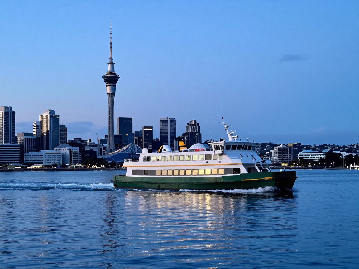 Light Reflecting in Auckland at Nautical Dawn Light in in Auckland, New Zealand