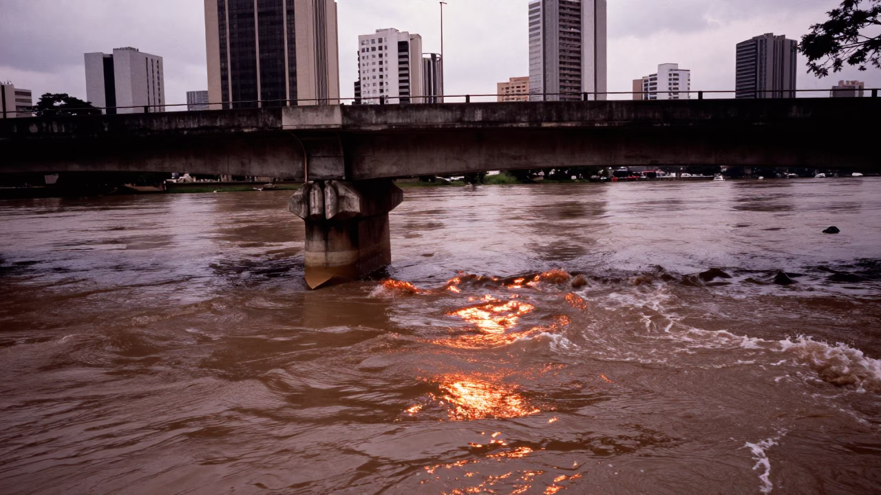 Light Reflecting in São Paulo at Copper-toned Light Before Dusk in in São Paulo, Brazil