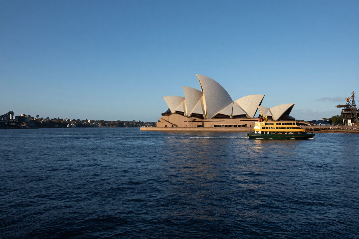 Light Reflecting in Sydney at Sunrise Light in in Sydney, New South Wales, Australia
